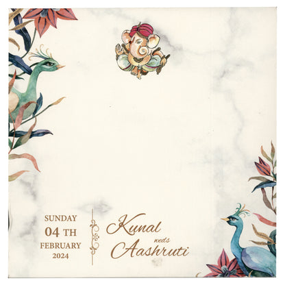 Peacock Theme Box Wedding Card | SS - 5016