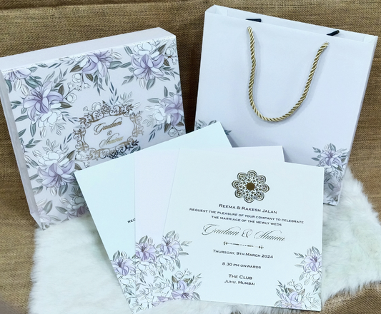Elegant Floral Box Wedding Cards | SSB-5