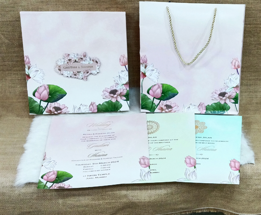 Lotus Theme Box Wedding Cards | SSB-7