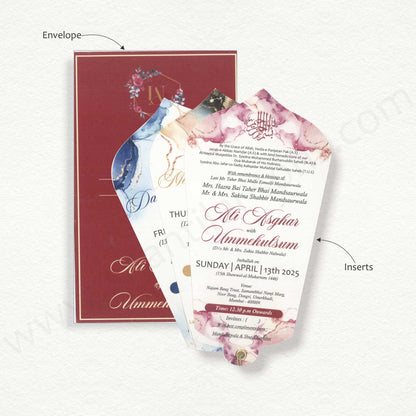 Designer Fan Shape Wedding Card | SS - 80153