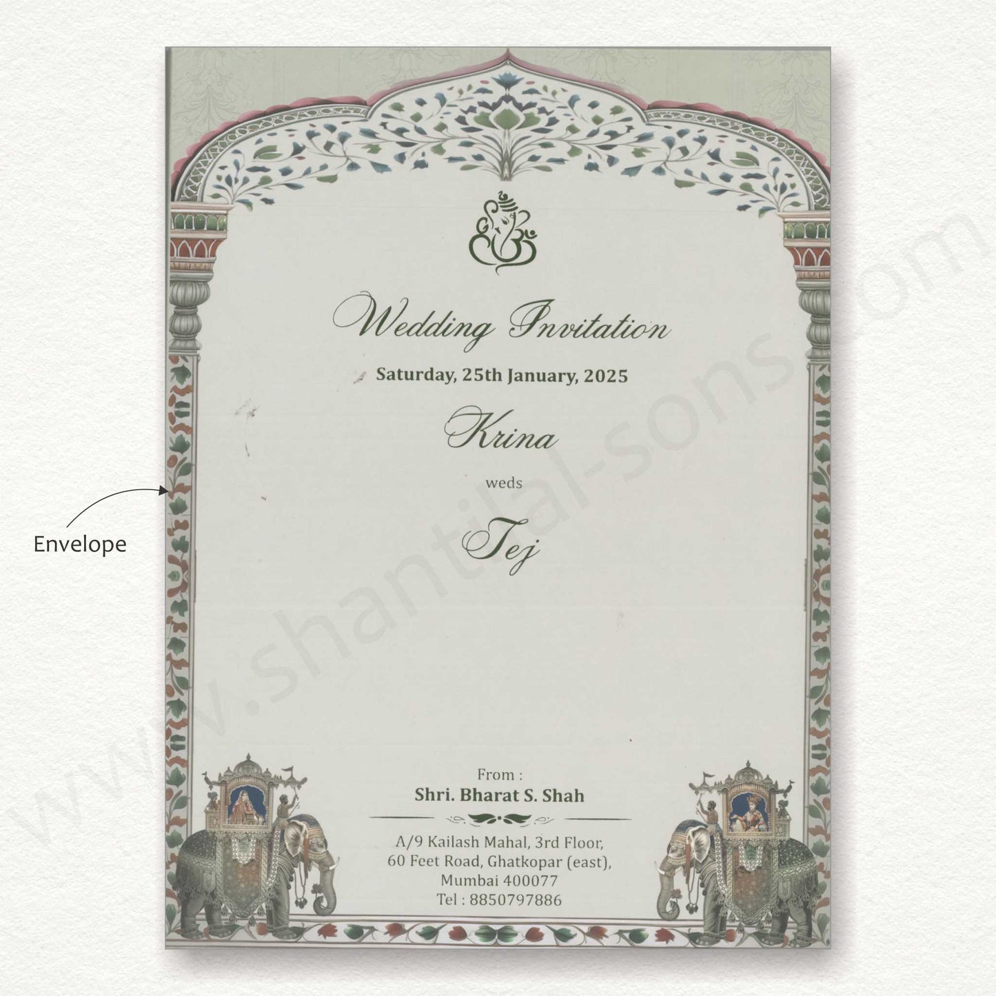 Pichwai Theme Based Designer Wedding Card | N - 9141