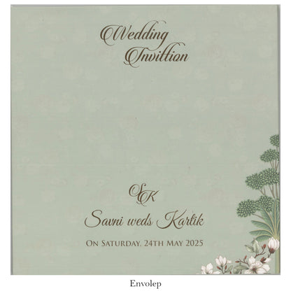 Beautiful Laser Cut Wedding Card-Floral Fusion | SS-2075