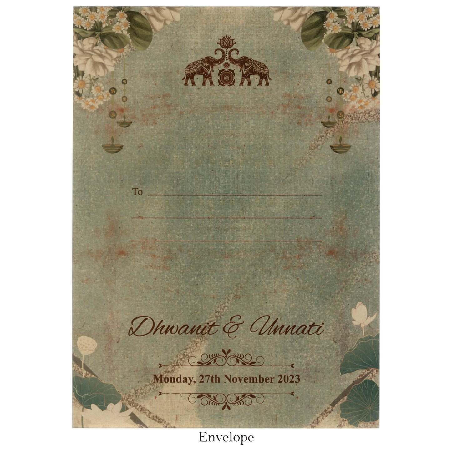 Elegant Metallic Finish Wedding card with Caricature | SS - 8046