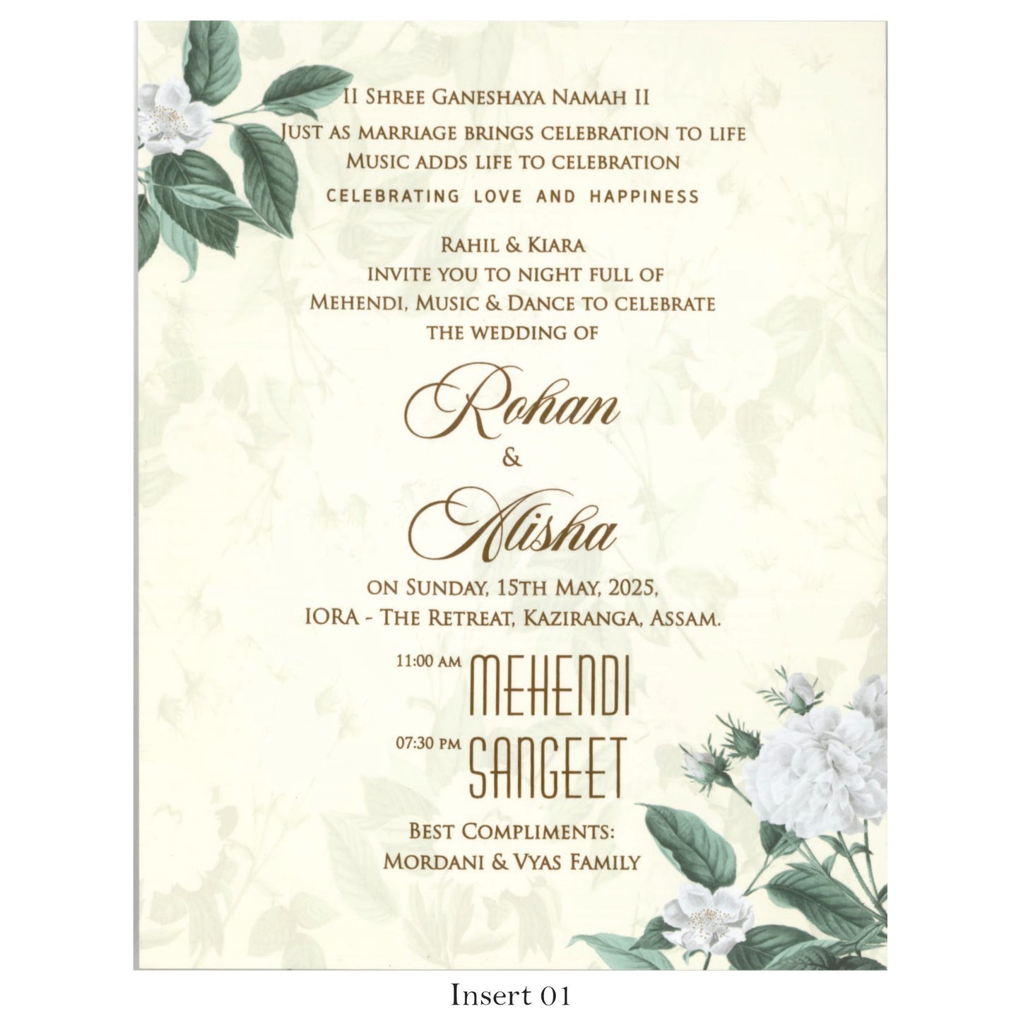 Beautiful Floral Wedding Card with Acrylic Name Plate | SS-2129