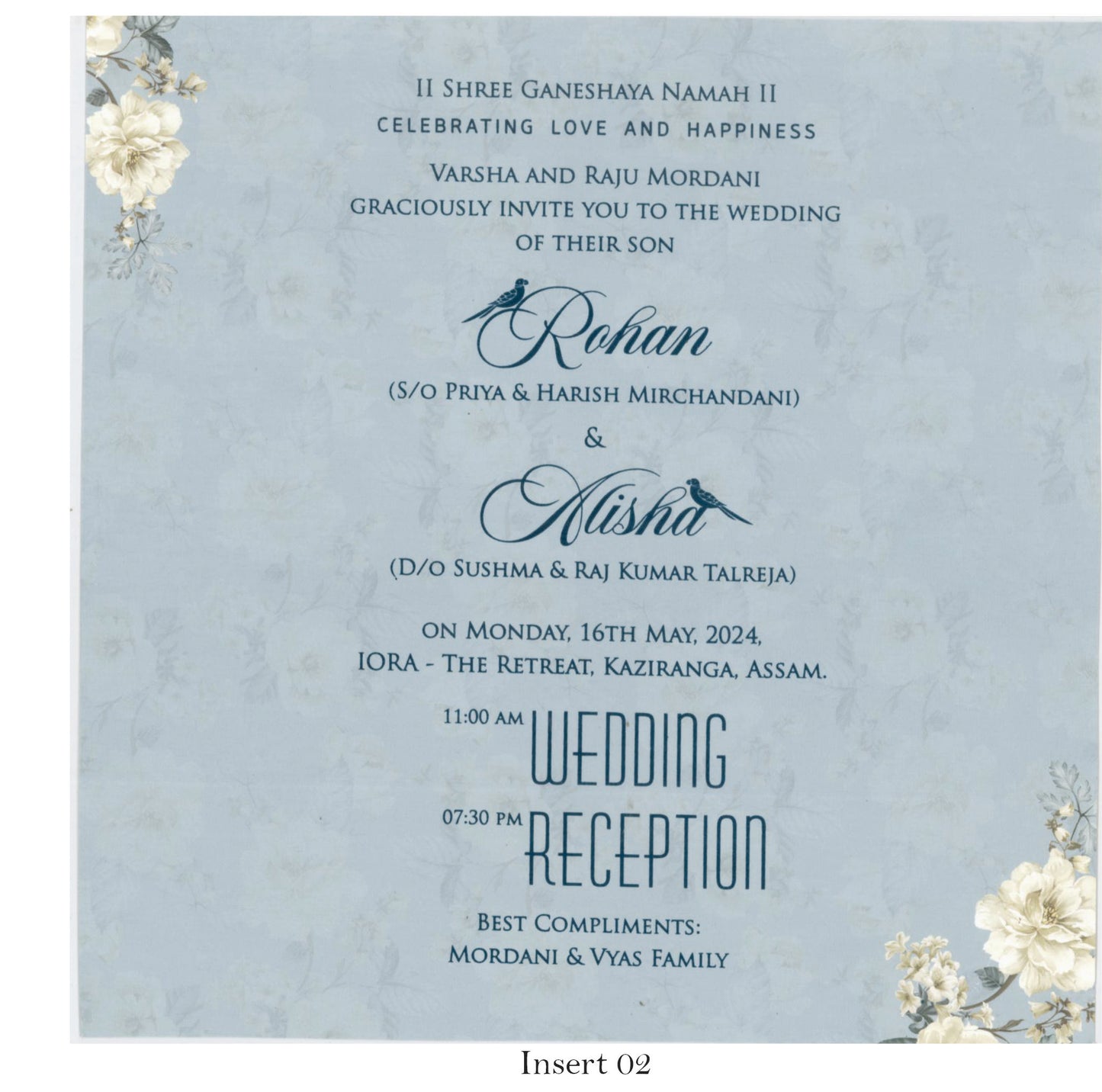 Floral Wedding Card with Tracing Sheet | SS-1618