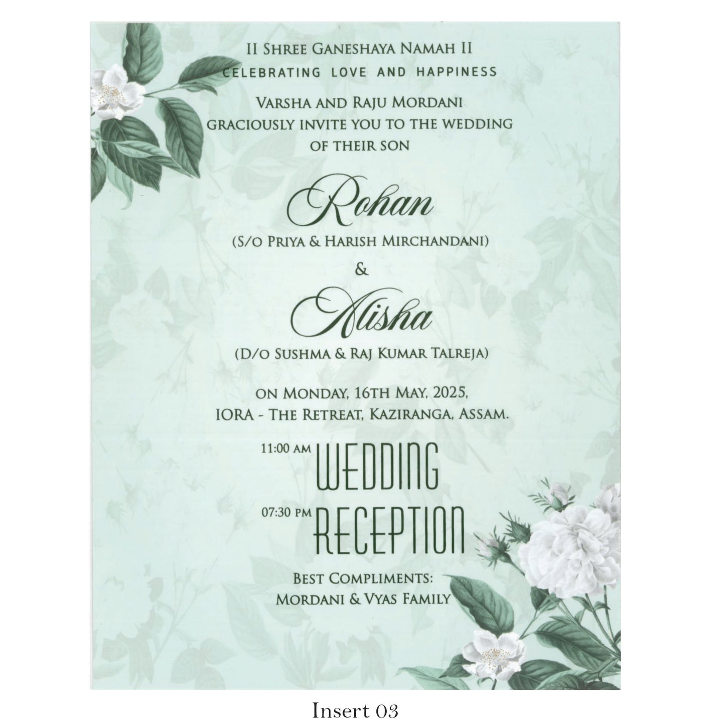 Beautiful Floral Wedding Card with Acrylic Name Plate | SS-2129