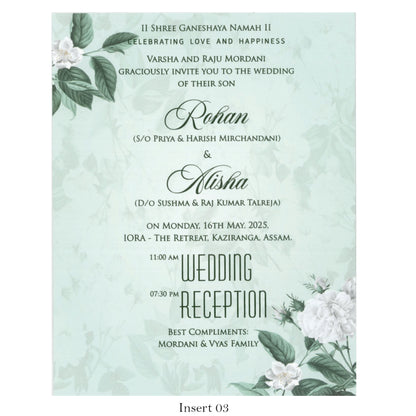 Beautiful Floral Wedding Card with Acrylic Name Plate | SS-2129