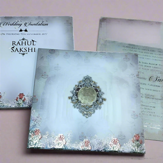 Classy Elegant Wedding Card with Acrylic Name Plate | SS- 1208