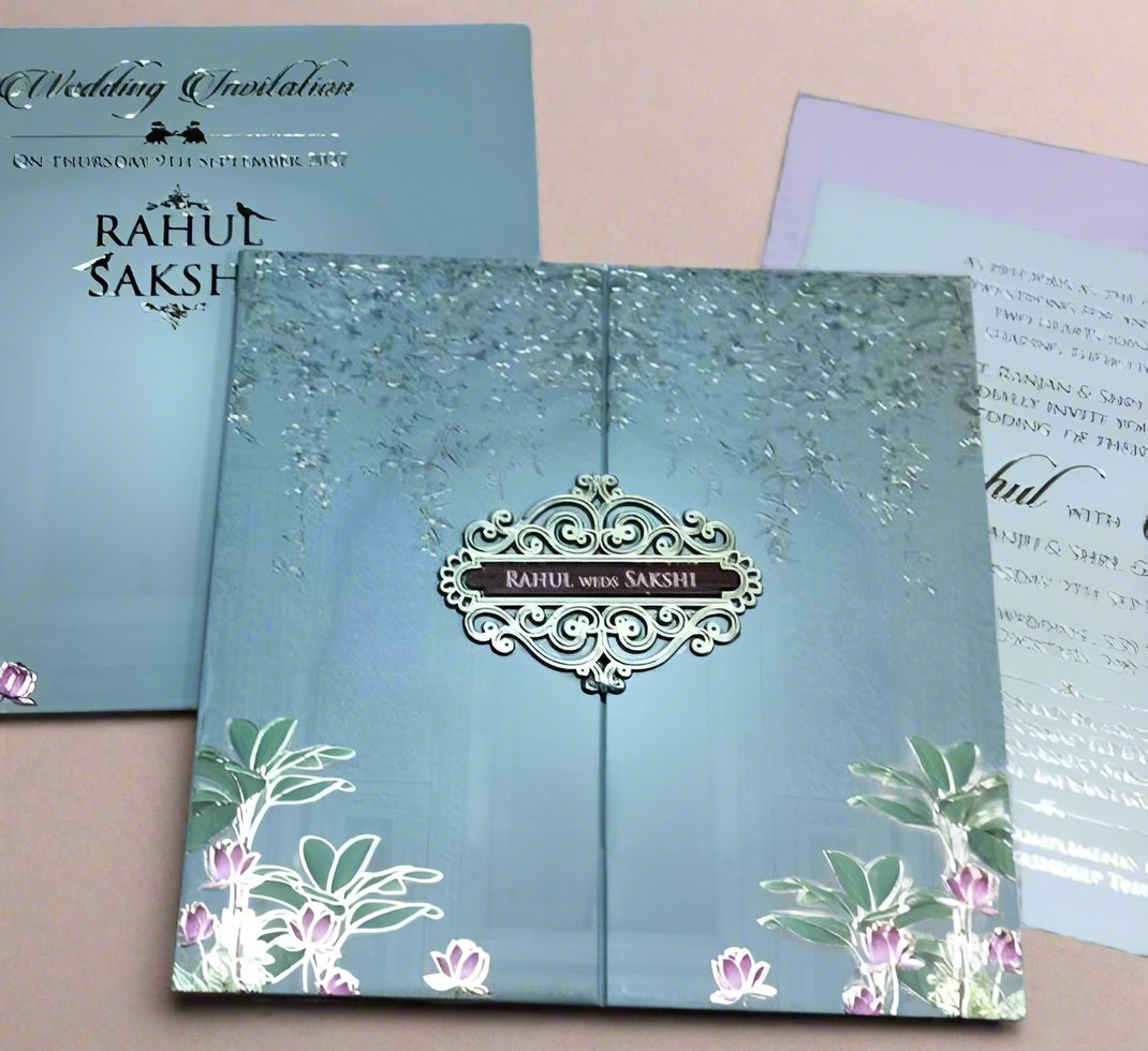 Classic Elegant Wedding Card with Wooden Name Plate | SS-1206