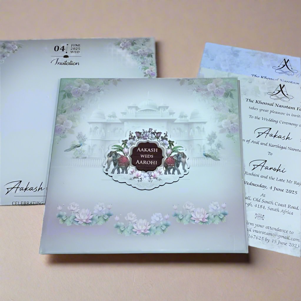 Royal Palace Wedding Card with Wooden Name Plate | SS-2419