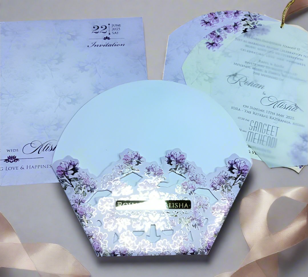 Beautiful Floral Laser Cut Wedding Card | SS-2325