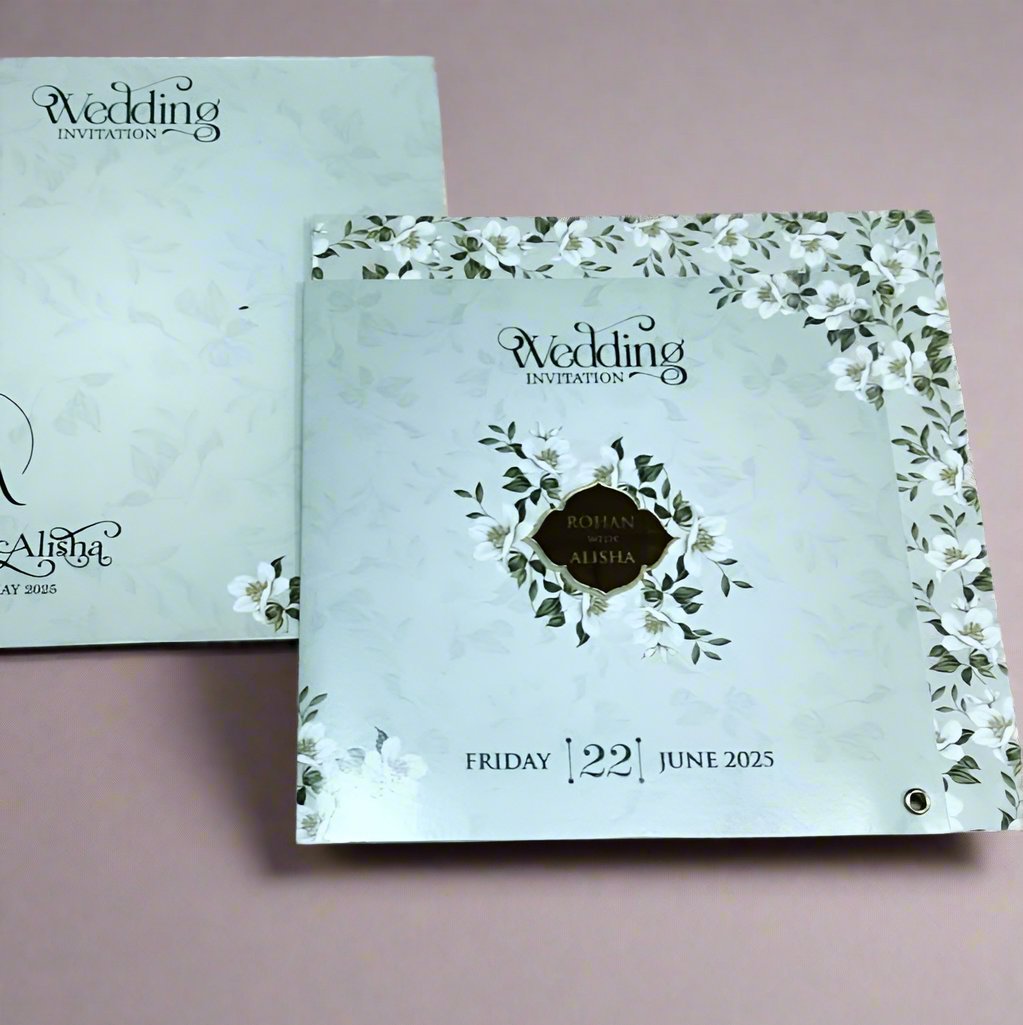 Beautiful Floral Wedding Card with Acrylic Name Plate | SS-2342