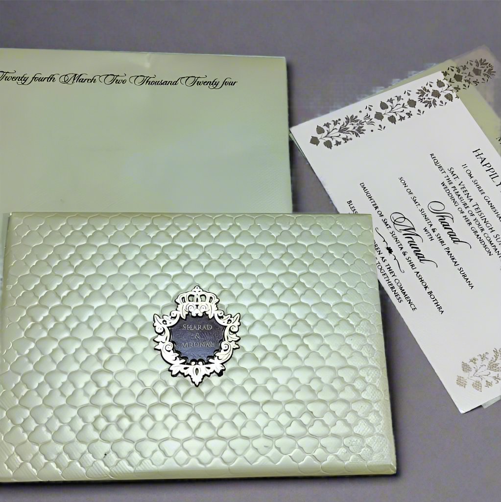 Classy Wedding Card with Wooden Name Plate | SS-1929