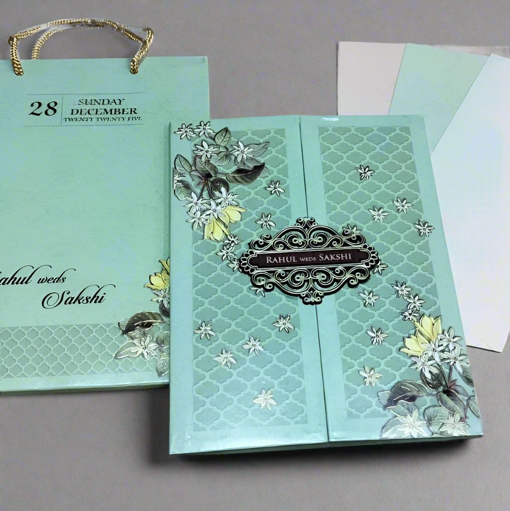 Bag Style Wedding Card with Floral Touch | SS-1712