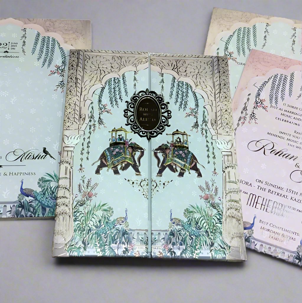 Beautiful Traditional Peacock Theme Based Wedding Card | SS-2329