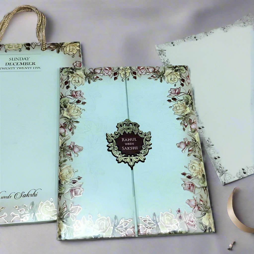 Beautiful Bag Style Floral Wedding Card | SS-1711