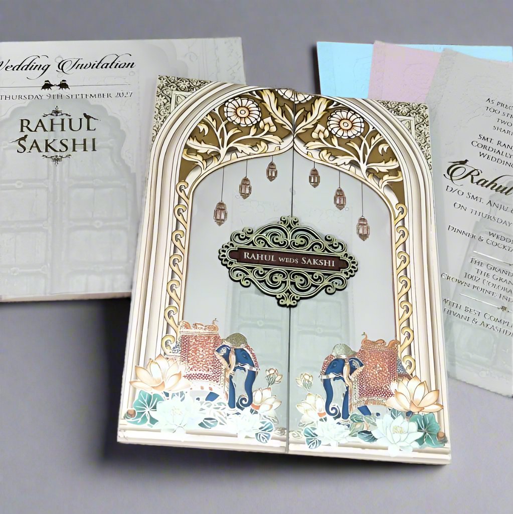 Royal Wedding Card with Wooden Name Plate | SS-1233