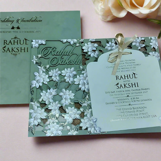 Floral Fusion Laser Cut Wedding Invitation Card  | SS-1220