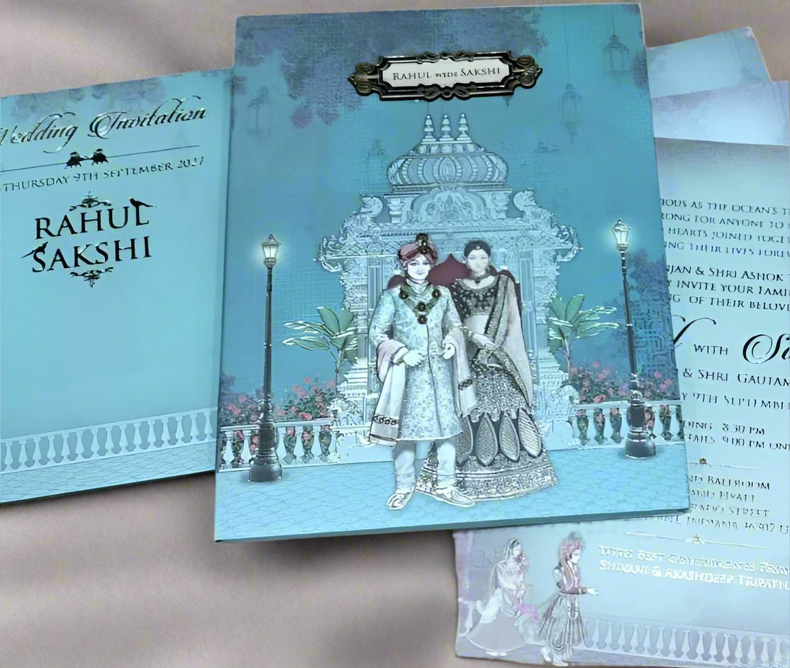 Royal Palace Wedding Invitation Card with Beautiful Caricature | SS-1235