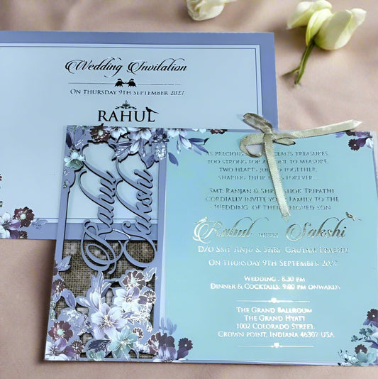 Elegant Laser Cut Wedding Card with Floral Touch | SS-1221