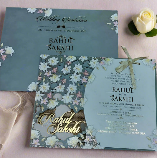 Elegant Laser Cut Wedding Invitation Card with Floral Touch | SS-1225