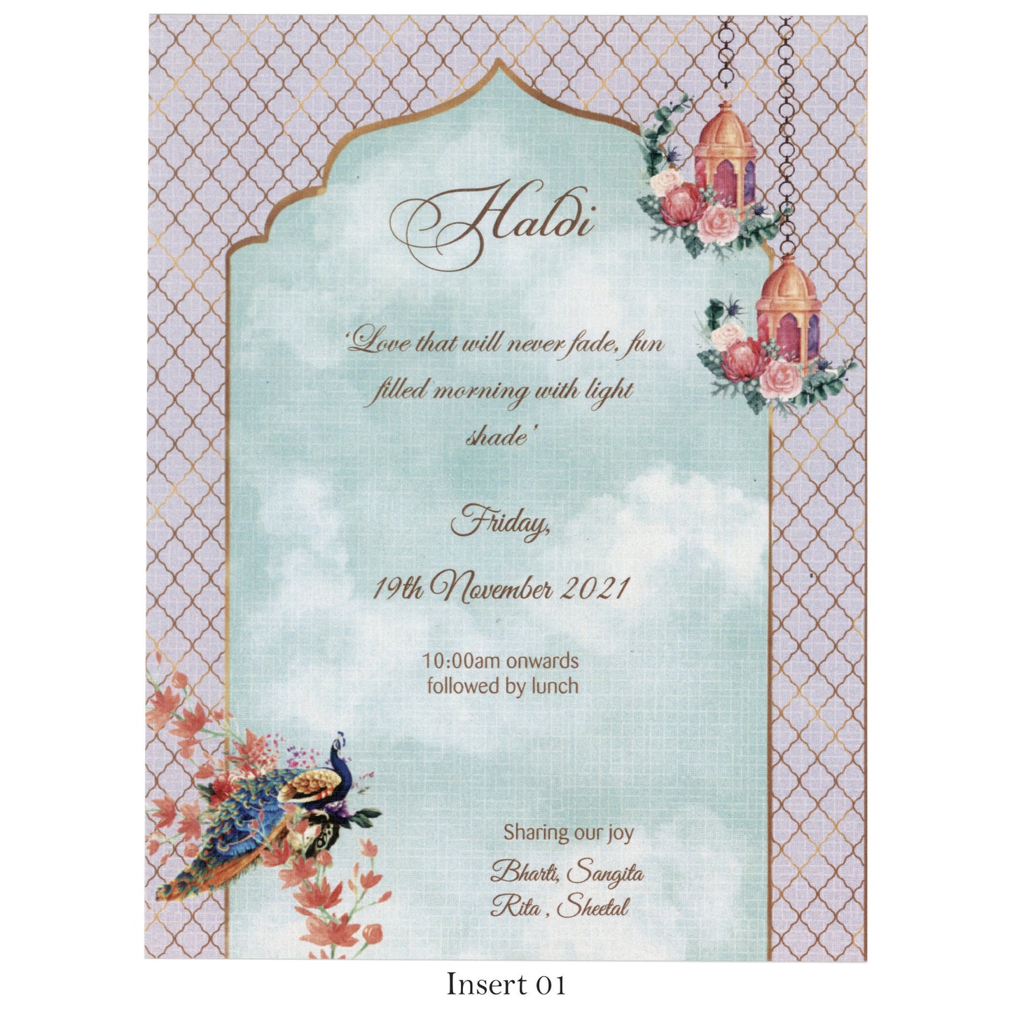 Serene Peacock & Floral Theme Card | SS - 8008