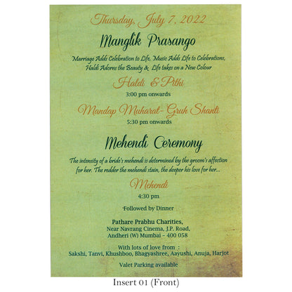 Traditional Wedding Invitation with Event Based Themed Inserts | SS - 8048