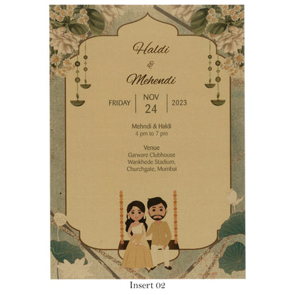 Elegant Metallic Finish Wedding card with Caricature | SS - 8046