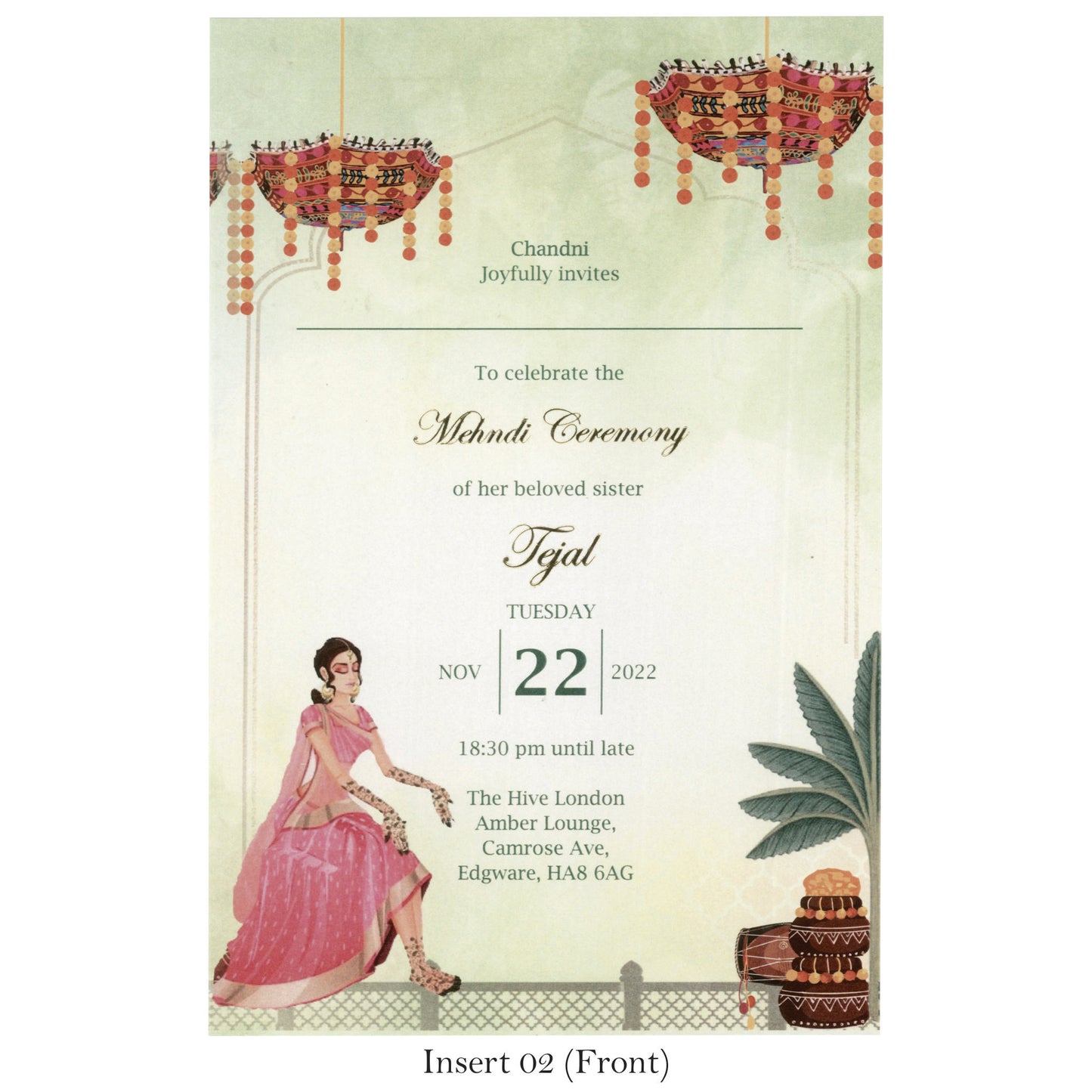 Fusion Splendor: Designer Card with Traditional Elements and Splash of Colors | SS - 8031