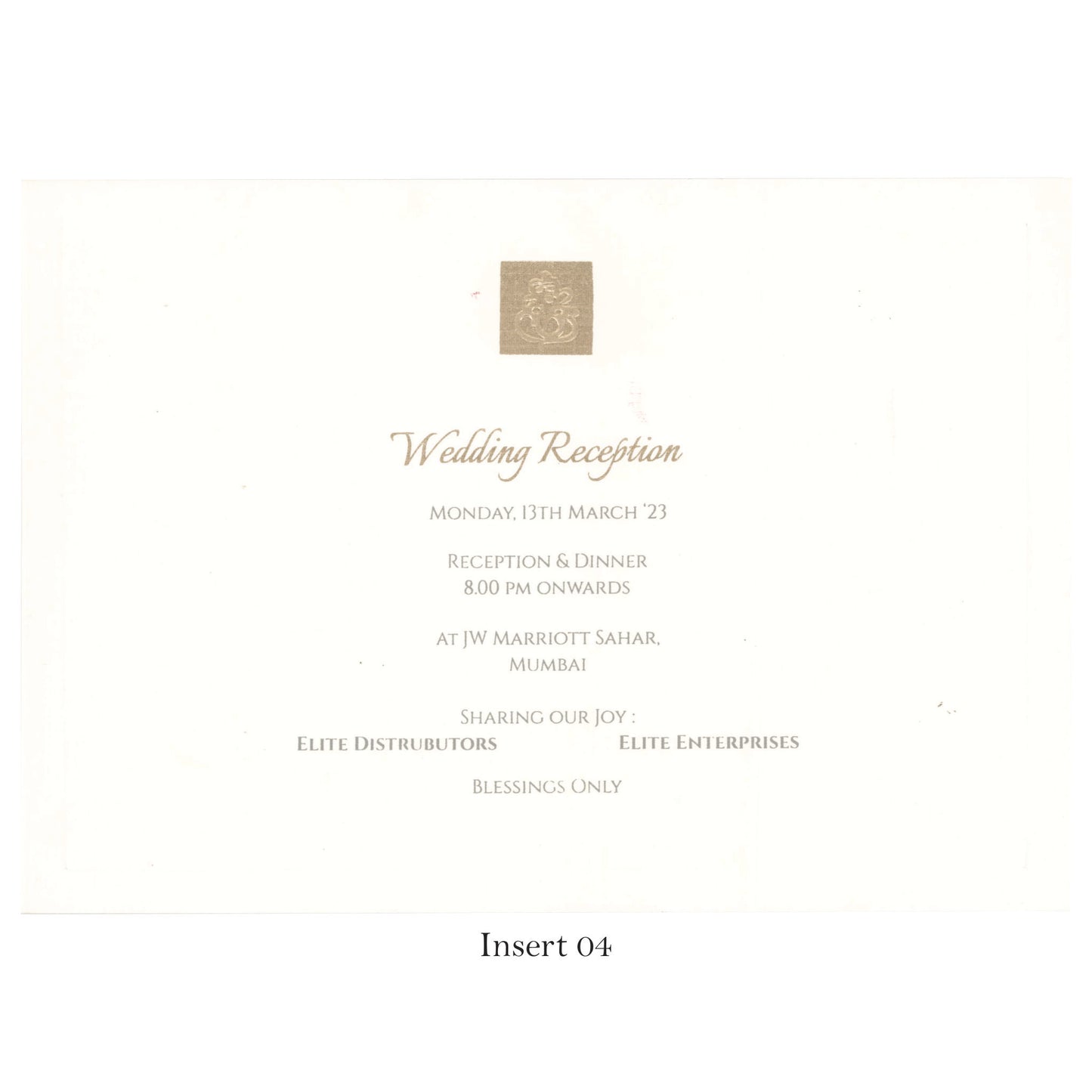 Royal Wedding Card with touch of Gold | SS - 8040