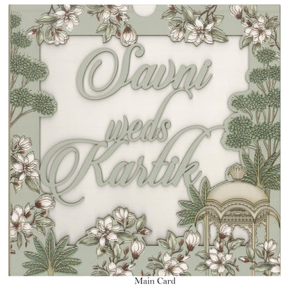 Beautiful Laser Cut Wedding Card-Floral Fusion | SS-2075