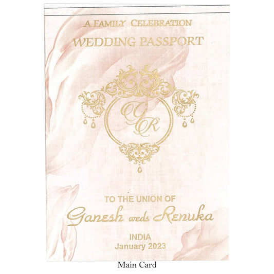 Passport Theme Classy Wedding Card with Carricature | SS - 9004