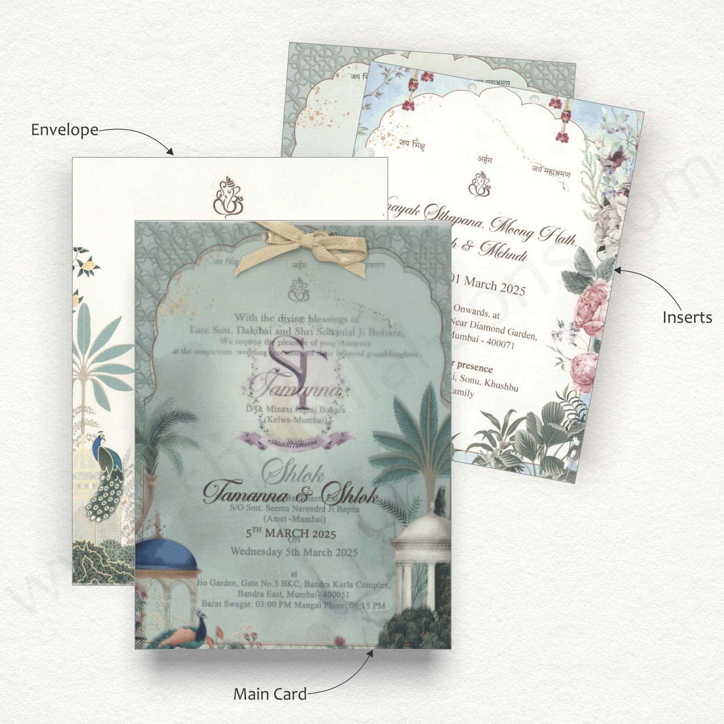 Beautiful Pichwai Peacock Theme Based Wedding Card | SS - 80149