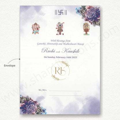 Customized Floral Wedding Card with Beautiful Initial Logo Tag | SS - 80150