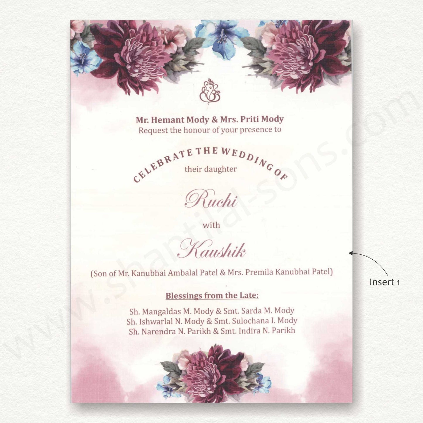 Customized Floral Wedding Card with Beautiful Initial Logo Tag | SS - 80150