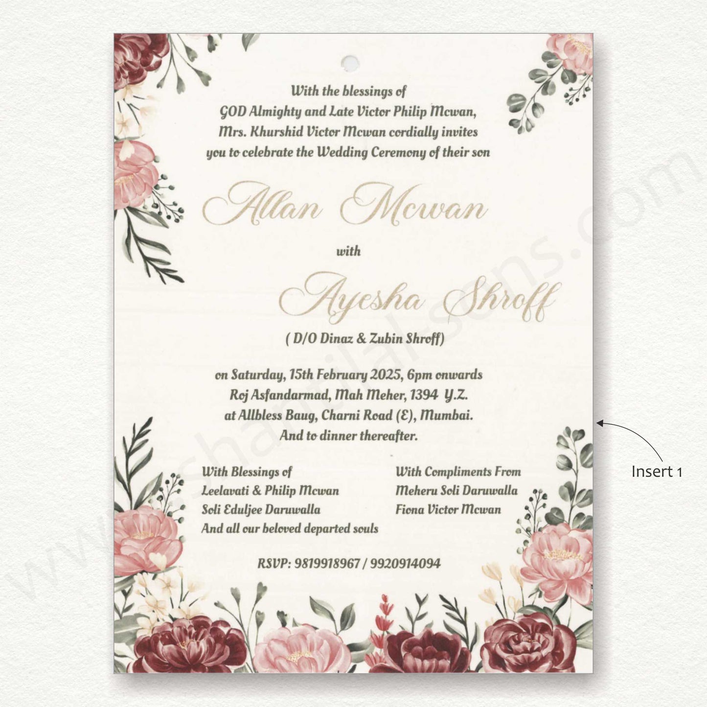 Designer Floral Wedding Card with Tracing Sheet | SS -8139