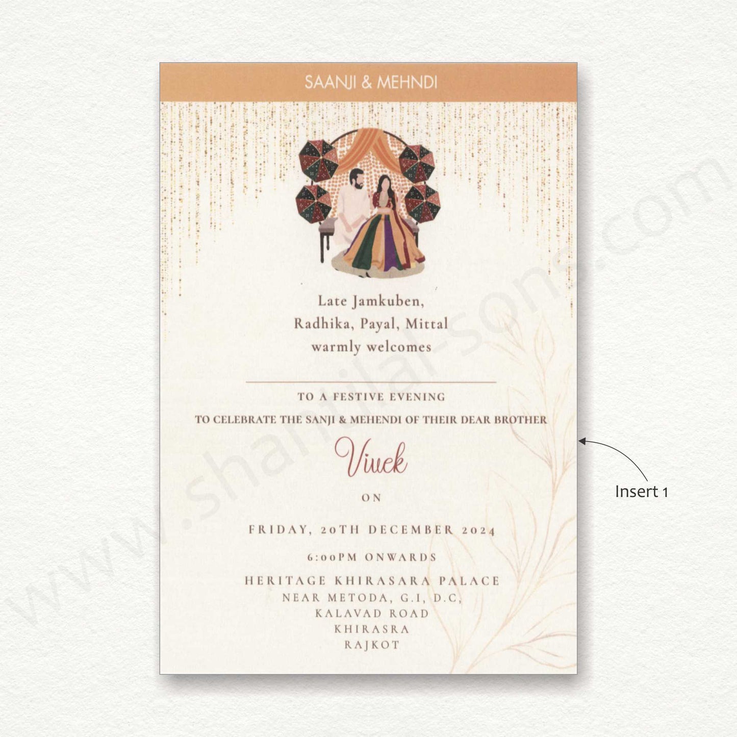 Designer Floral Wedding Invitation Card | SS -8138