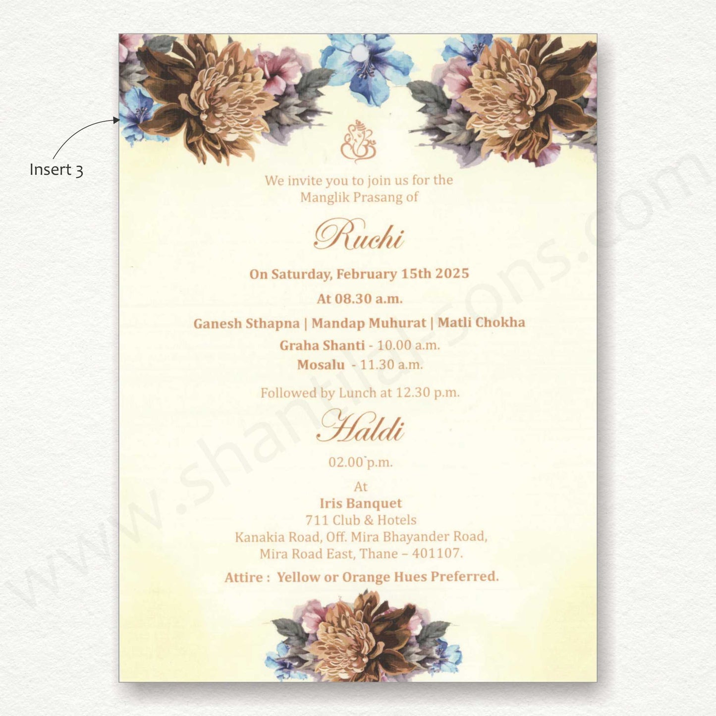 Customized Floral Wedding Card with Beautiful Initial Logo Tag | SS - 80150