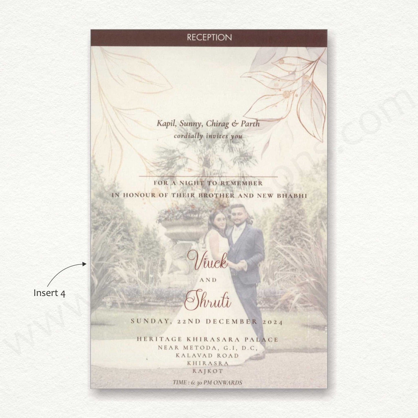 Designer Floral Wedding Invitation Card | SS -8138