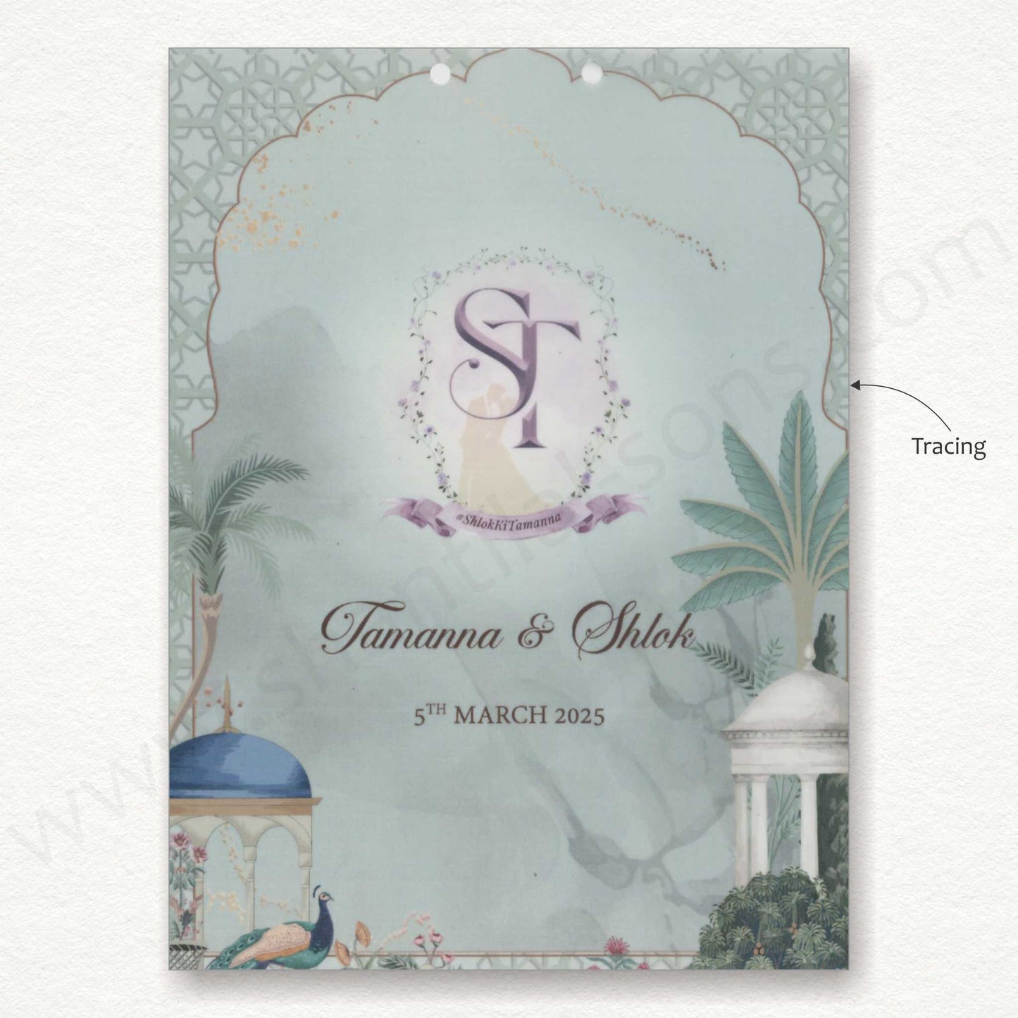 Beautiful Pichwai Peacock Theme Based Wedding Card | SS - 80149