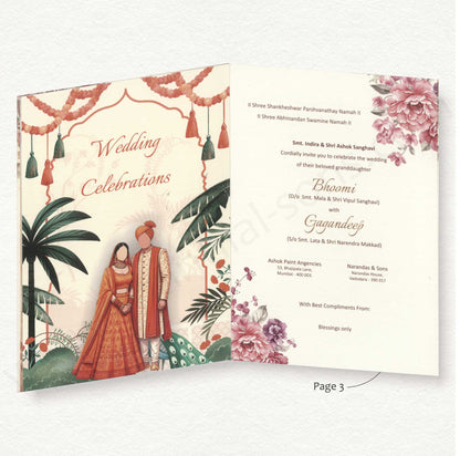 Floral Designer Wedding Invitation Card Bag Style | SS - 80157