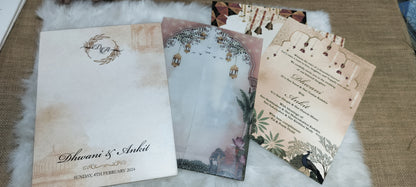 Classic Fusion: Pastel-Colored Traditional Wedding Card | SS - 8013