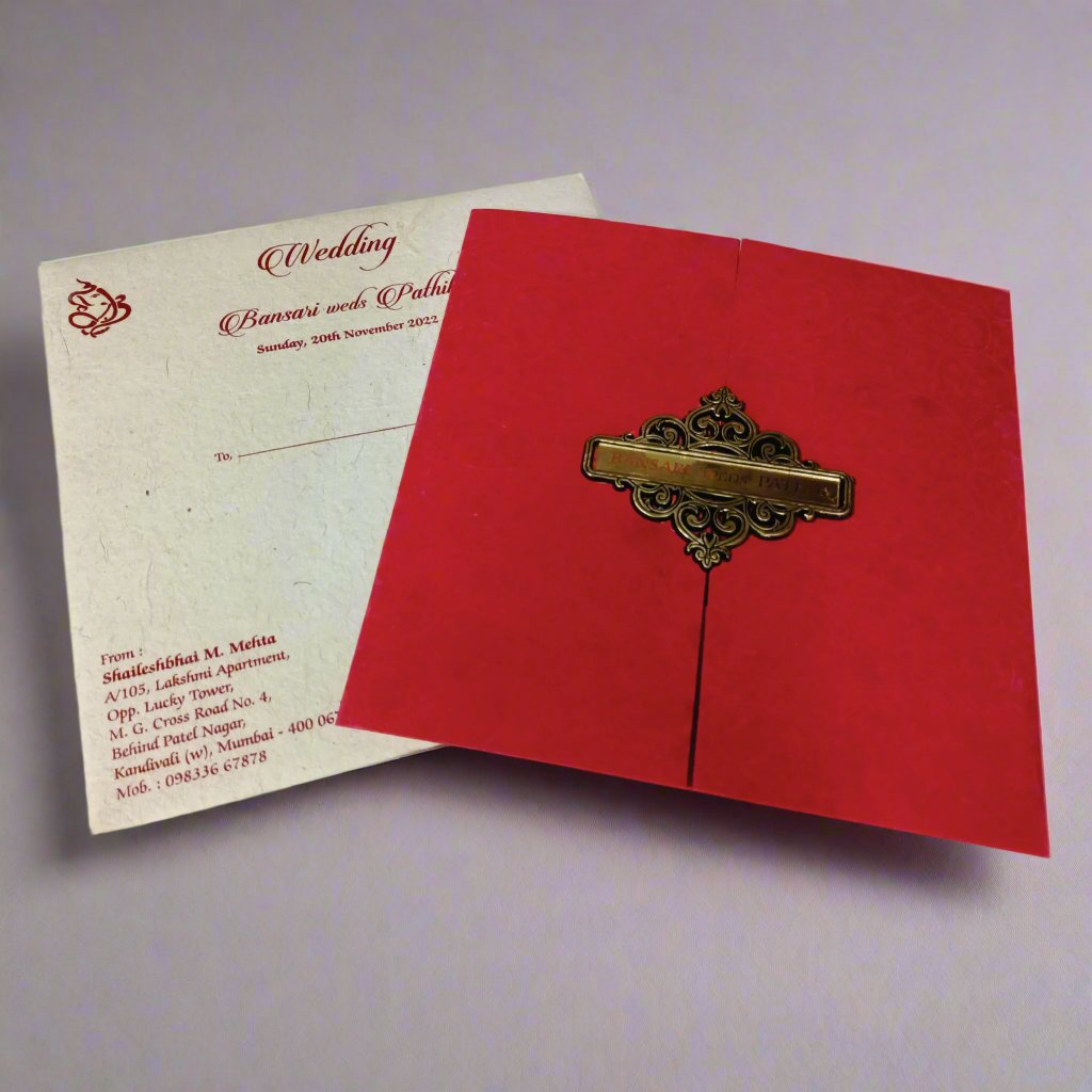 Handmade Paper Red Wedding Card | SS 1022