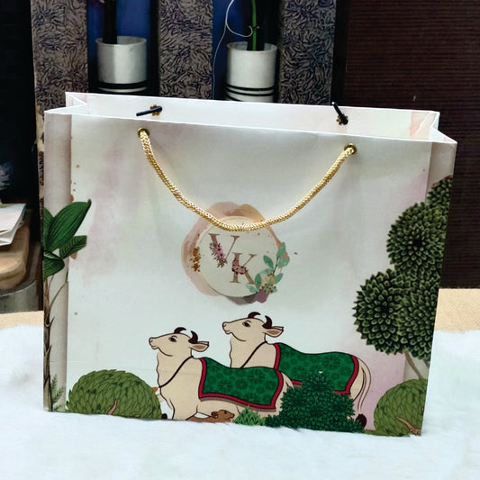 Pichwai Theme Wedding Paper Bag | SSP - 023