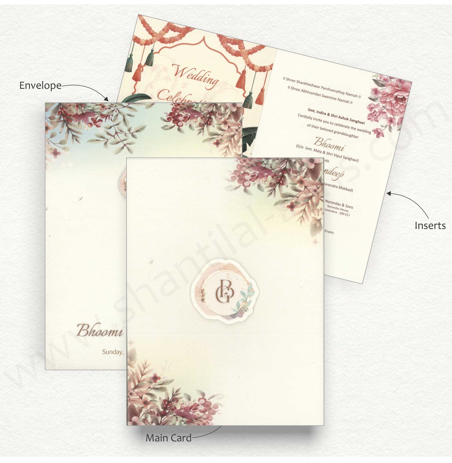 Floral Designer Wedding Invitation Card Bag Style | SS - 80157