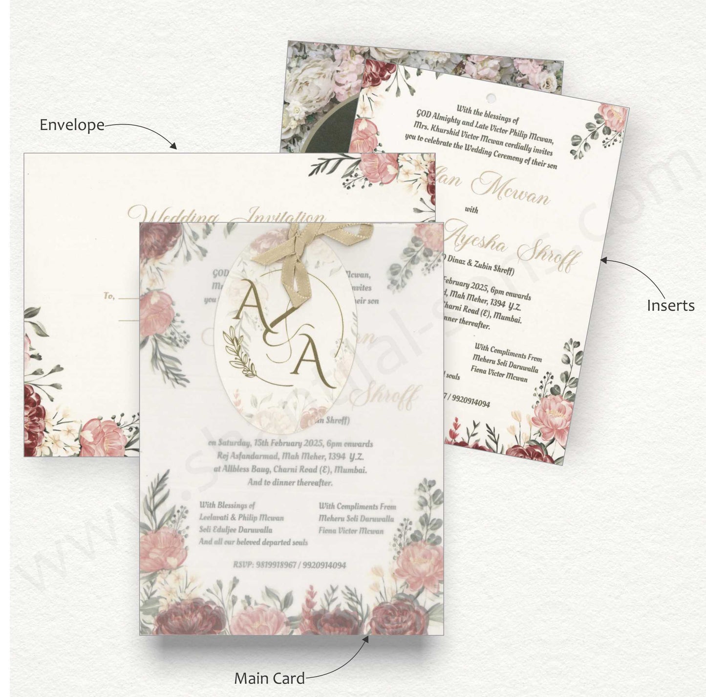 Designer Floral Wedding Card with Tracing Sheet | SS -8139