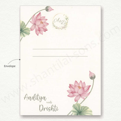 Lotus Floral Wedding Card With Vellum Paper | SS - 80156