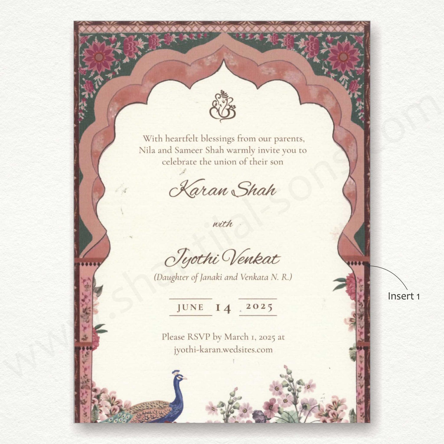 Floral Vellum Paper Wedding Card | SS - 80148