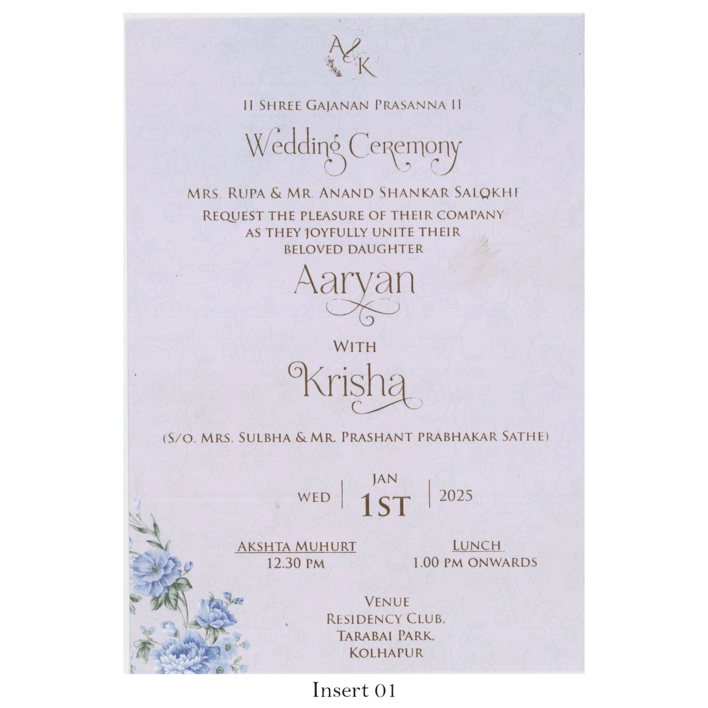 Floral Fusion Wedding Invitation Card | SS-2071