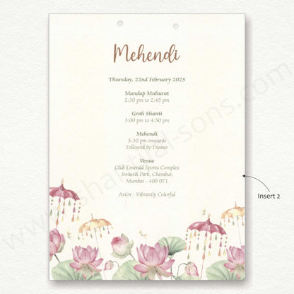 Lotus Floral Wedding Card With Vellum Paper | SS - 80156